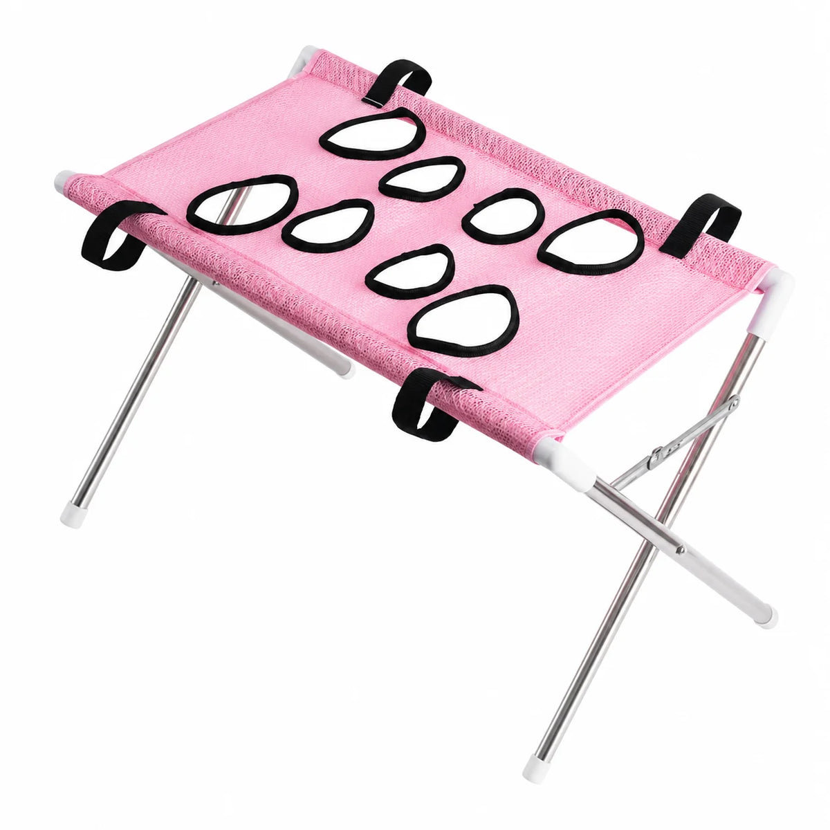 Pet Grooming Hammock Stand Foldable Cat Dog Bathing Rack Quick Dry Mesh Nail Trimming Holder for Small Medium Pets - Pink Pet Bed