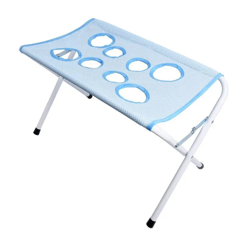 Pet Grooming Hammock Stand Foldable Cat Dog Bathing Rack Quick Dry Mesh Nail Trimming Holder for Small Medium Pets - blue