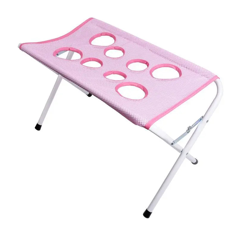 Pet Grooming Hammock Stand Foldable Cat Dog Bathing Rack Quick Dry Mesh Nail Trimming Holder for Small Medium Pets - pink