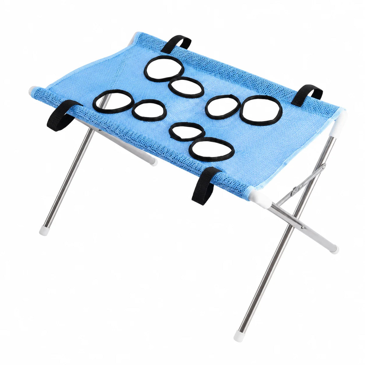 Pet Grooming Hammock Stand Foldable Cat Dog Bathing Rack Quick Dry Mesh Nail Trimming Holder for Small Medium Pets - Blue Pet Bed